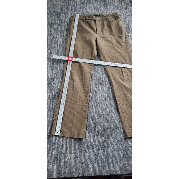 Lauren Ralph Lauren Chino Pants Women's 10 Brown Houndstooth Trousers Straight - Picture 9 of 13
